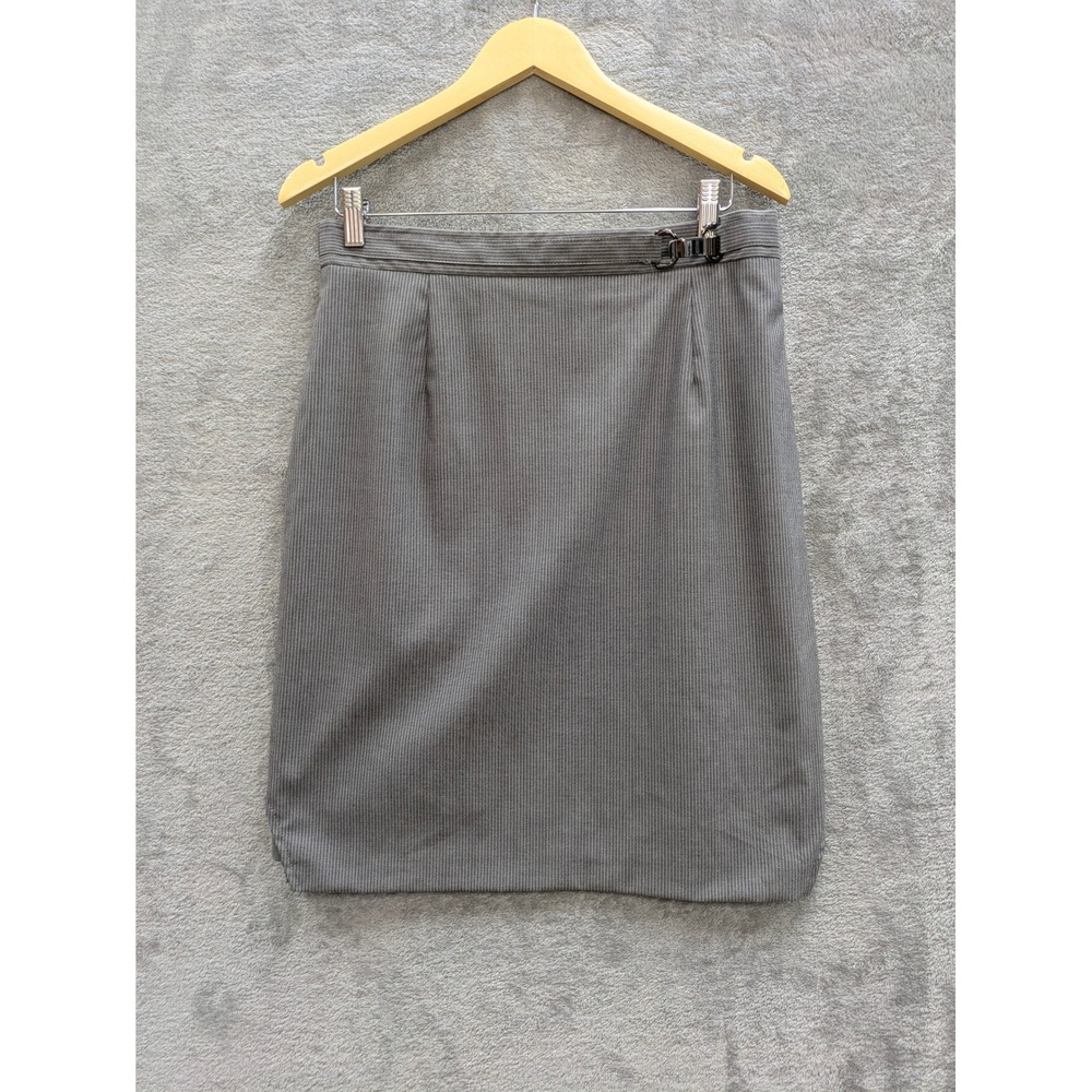 Dark Academia Pinstripe Pencil Skirt Women 10 Antonio Melani Gray Career